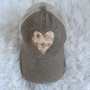 Quilted Heart Baseball Hat; Handmade Quilt Hat; Shabby Chic Hat